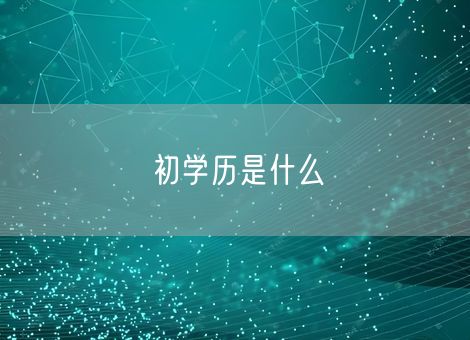 初学历是什么 初学历是什么