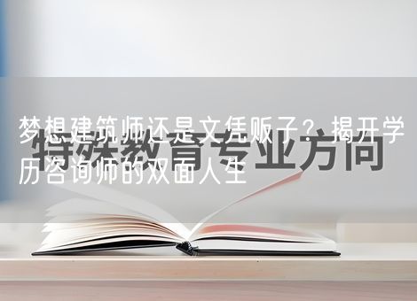 梦想建筑师还是文凭贩子？揭开学历咨询师的双面人生
