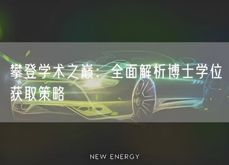 攀登学术之巅：全面解析博士学位获取策略