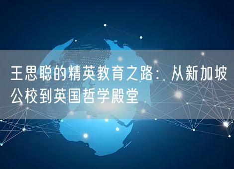 王思聪的精英教育之路：从新加坡公校到英国哲学殿堂